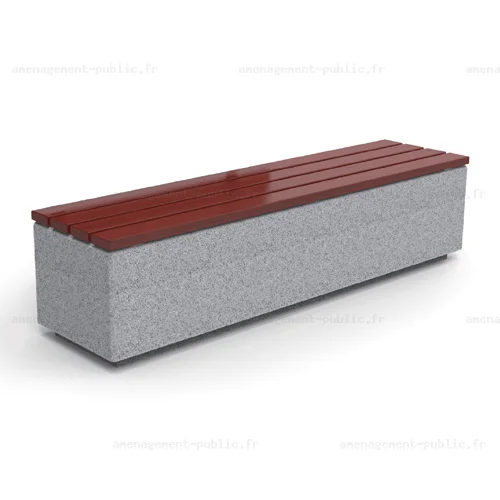 Banc cubique béton (lattes bois)